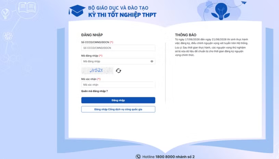 Thí sinh bắt đầu tập dượt đăng ký nguyện vọng xét tuyển đại học năm 2026