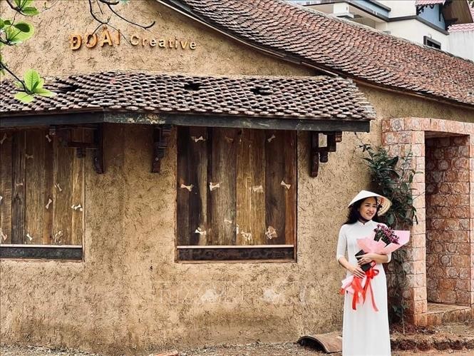 Một góc của không gian sáng tạo Đoài Creative tại Làng cổ Đường Lâm. 
