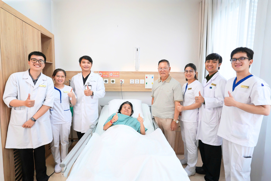 Bệnh nhân N.L hồi phục ổn định sau phẫu thuật. Ảnh: Vinmec