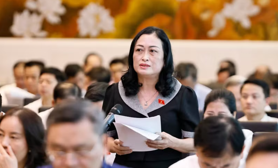 Đại biểu Quốc hội tỉnh Cà Mau Trần Thị Hoa Ry phát biểu. 