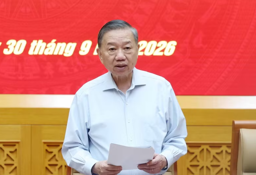 Tổng Bí thư, Chủ tịch nước Tô Lâm, Bí thư Quân ủy Trung ương phát biểu.