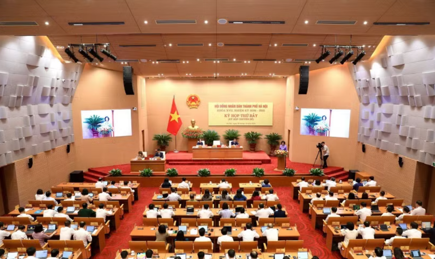 Toàn cảnh kỳ họp thứ bảy, Hội đồng Nhân dân thành phố Hà Nội khóa XVII.