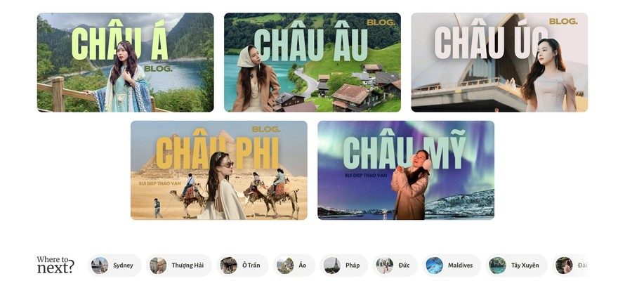 Các bài viết và hành trình khám phá qua nhiều châu lục được phân loại chi tiết trên blog cá nhân của nữ blogger. Ảnh: Go with Van