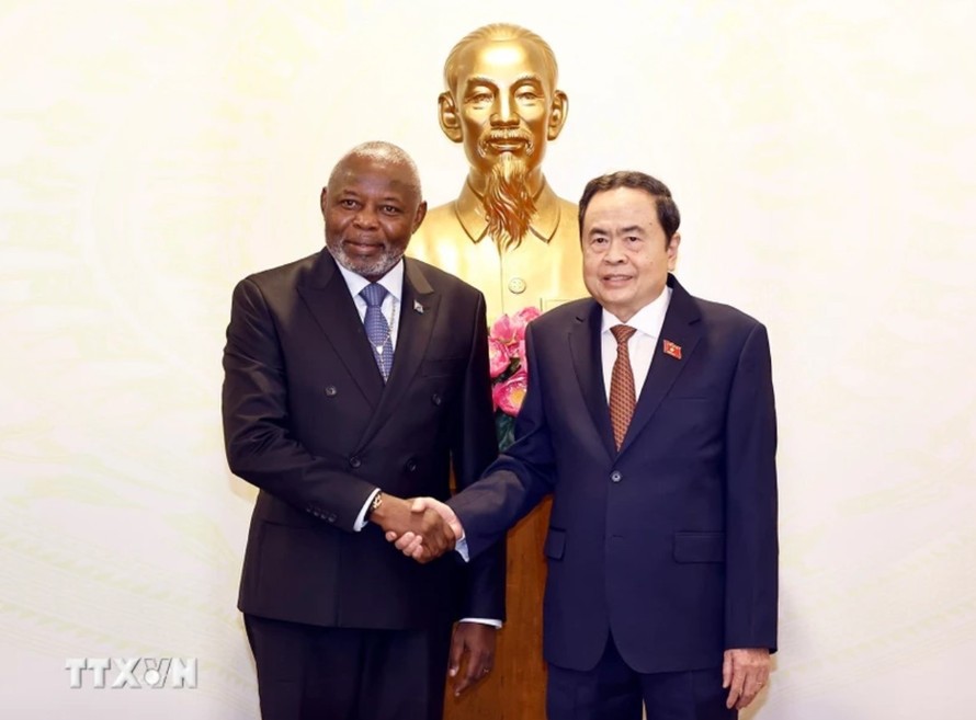 Chủ tịch Quốc hội Trần Thanh Mẫn tiếp Chủ tịch Quốc hội Cộng hòa Dân chủ Congo Vital Kamerhe. Ảnh: Doãn Tấn/TTXVN