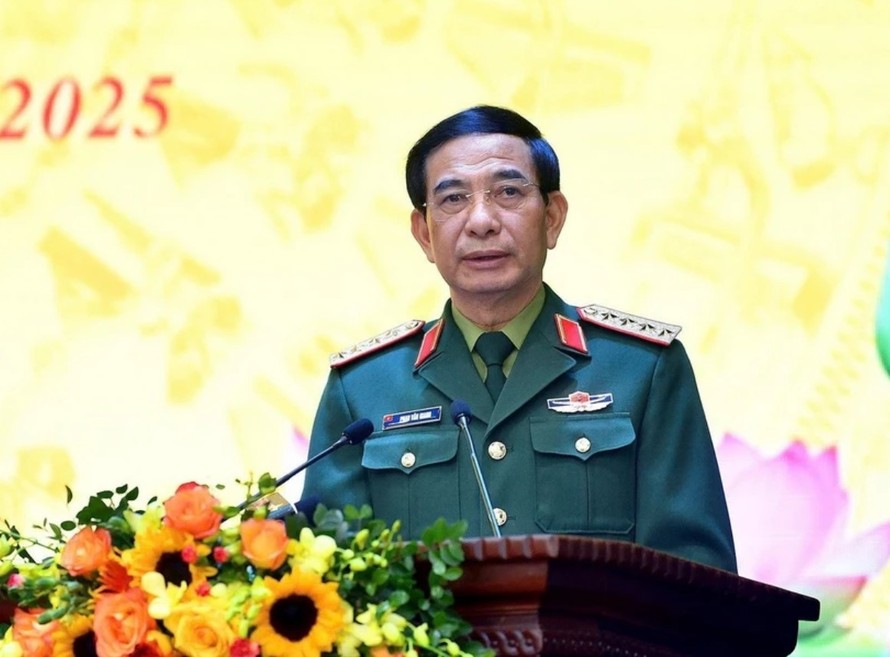 Đại tướng Phan Văn Giang, Bộ trưởng Bộ Quốc phòng phát biểu. Ảnh: TTXVN phát