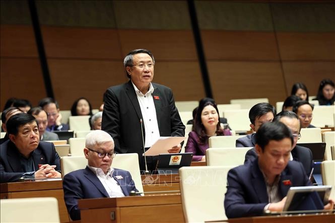 Đại biểu Quốc hội tỉnh Quảng Trị Hà Sỹ Đồng phát biểu. Ảnh: An Đăng/TTXVN