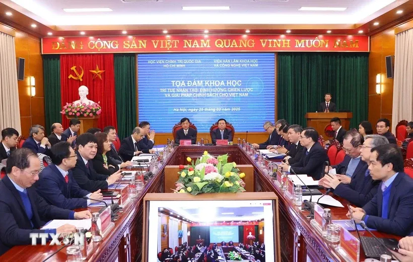 Tọa đàm khoa học “Trí tuệ nhân tạo - định hướng chiến lược và giải pháp chính sách cho Việt Nam.” Ảnh: Văn Điệp/TTXVN