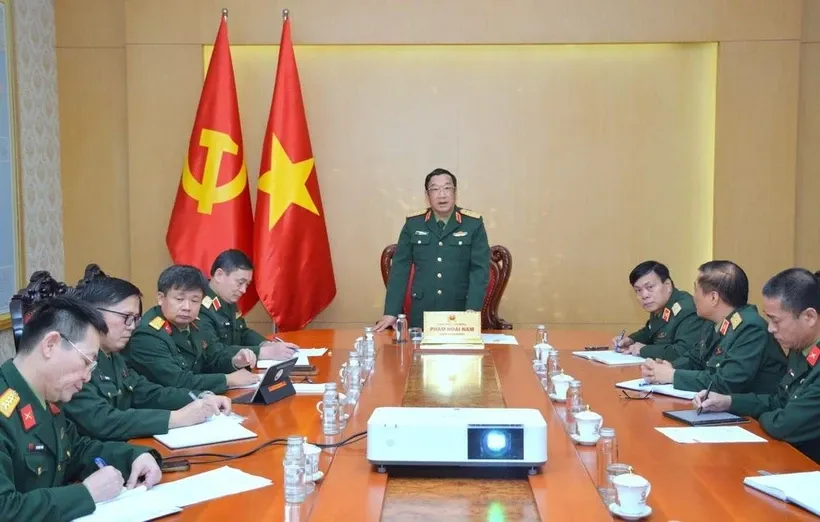 Thượng tướng Phạm Hoài Nam chủ trì làm việc. Nguồn: Báo Tiền phong