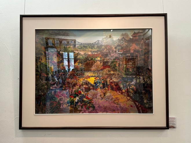 Tác phẩm “Chợ hoa Tết Hàng Lược”. Ảnh: Minh Ngọc