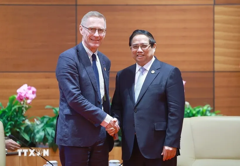 Thủ tướng Phạm Minh Chính tiếp ông Donal Brown, Phó Chủ tịch Quỹ Phát triển Nông nghiệp quốc tế (IFAD). Ảnh: Dương Giang/TTXVN