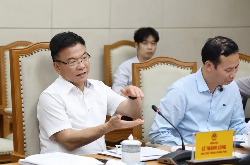 Phó Thủ tướng Lê Thành Long phát biểu tại cuộc họp.