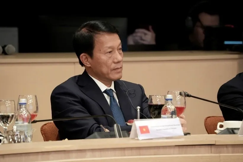 Đại tướng Lương Tam Quang, Ủy viên Bộ Chính trị, Bộ trưởng Bộ Công an tham dự Phiên tham vấn giữa lãnh đạo cấp cao phụ trách an ninh ASEAN-Nga. Ảnh: Quang Vinh