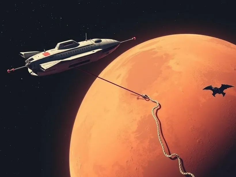 Con tàu vũ trụ được neo vào sao Hỏa - ảnh mô phỏng.