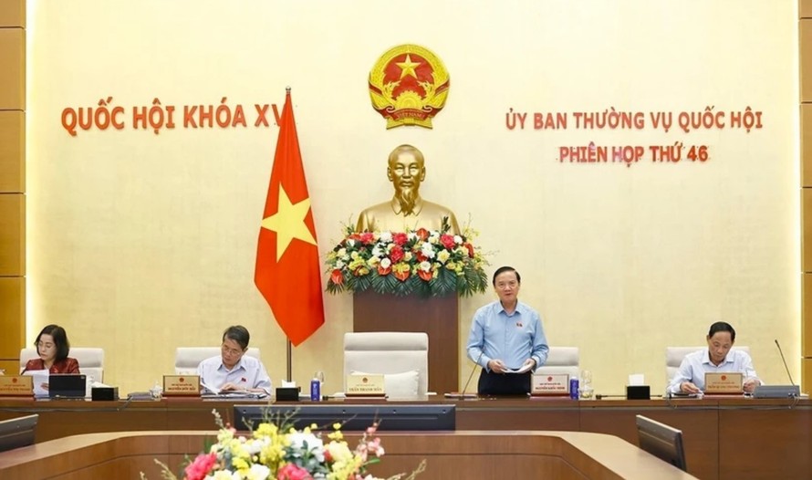 Phó Chủ tịch Quốc hội Nguyễn Khắc Định phát biểu. Ảnh: Doãn Tấn