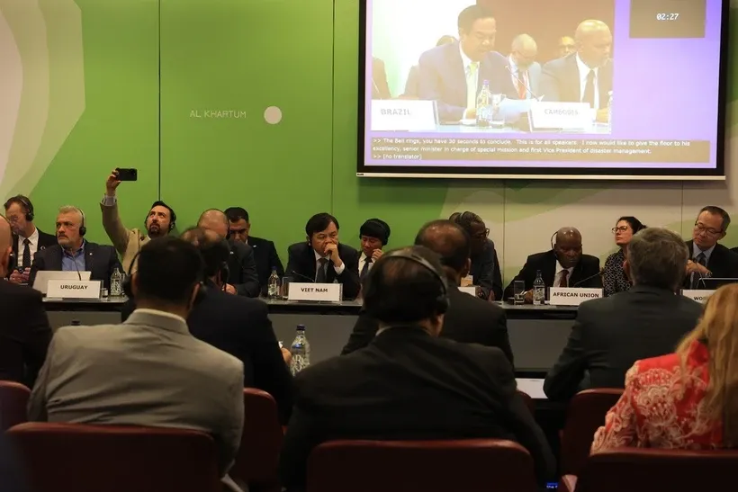 Thứ trưởng Bộ Nông nghiệp và Môi trường Nguyễn Hoàng Hiệp tại phiên họp bàn tròn cấp bộ trưởng. Ảnh: Nguyễn Văn Tuấn