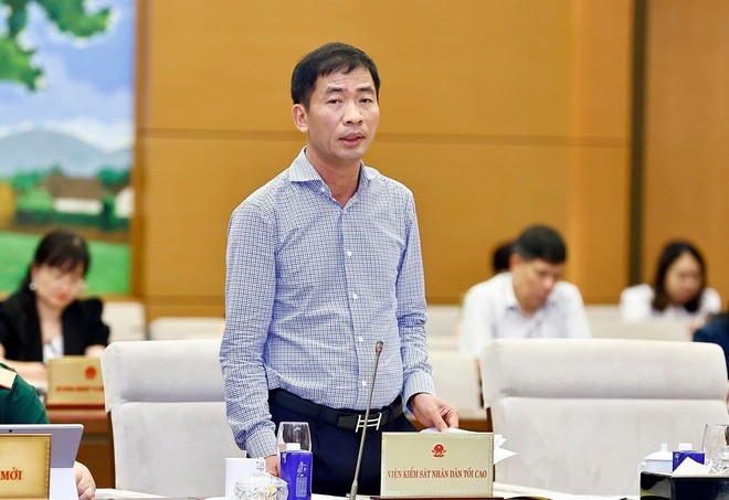 Phó Viện trưởng Viện Kiểm sát Nhân dân Tối cao Nguyễn Duy Giảng phát biểu. Ảnh: Doãn Tấn