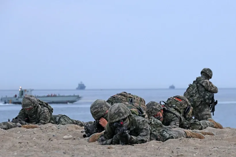 Lực lượng Thủy quân lục chiến Hàn Quốc tham gia một cuộc tập trận. Ảnh: Yonhap