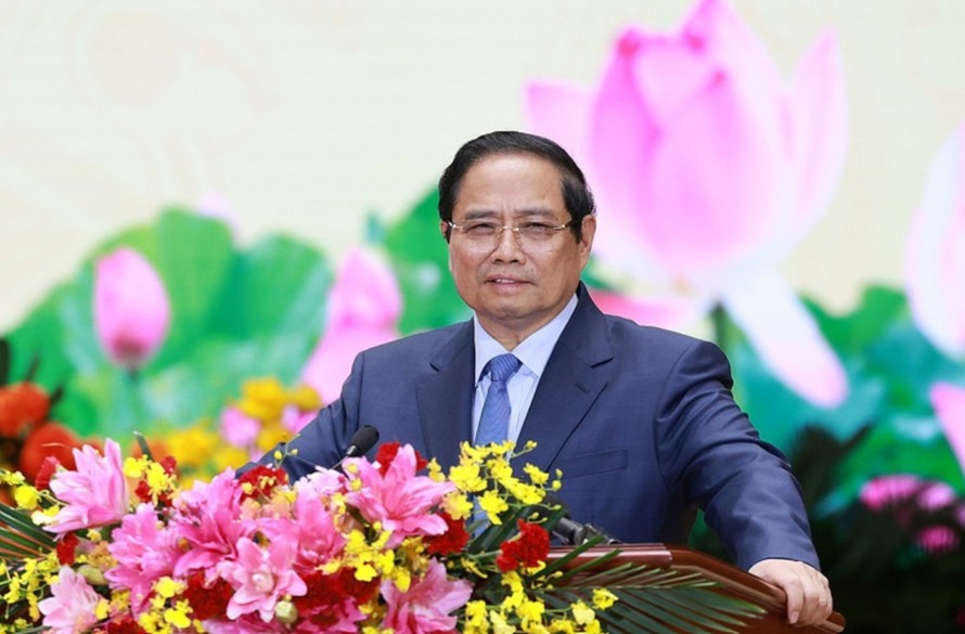 Thủ tướng Phạm Minh Chính, Bí thư Đảng ủy Chính phủ phát biểu chỉ đạo tại Đại hội. Ảnh: Dương Giang