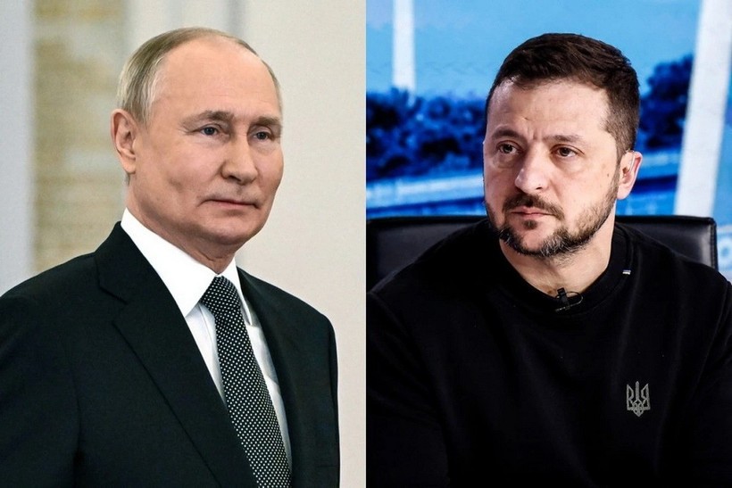 Tổng thống Nga Vladimir Putin và Tổng thống Ukraine Volodymyr Zelensky. Ảnh: Getty