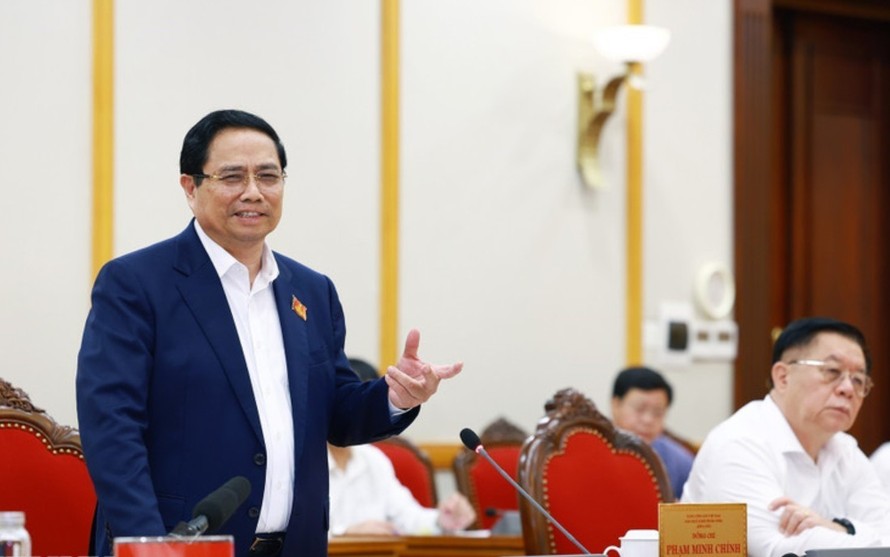 Thủ tướng Phạm Minh Chính làm việc với Ban Thường vụ Tỉnh ủy Thanh Hóa. Ảnh: Dương Giang