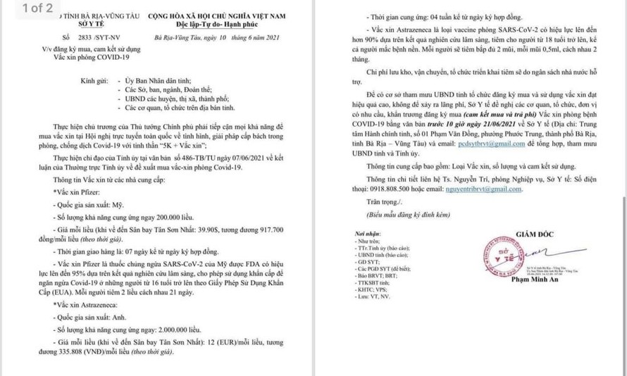 Sở Y tế tỉnh Bà Rịa Vũng Tàu đã ban hành văn bản mới thay thế văn bản cũ.