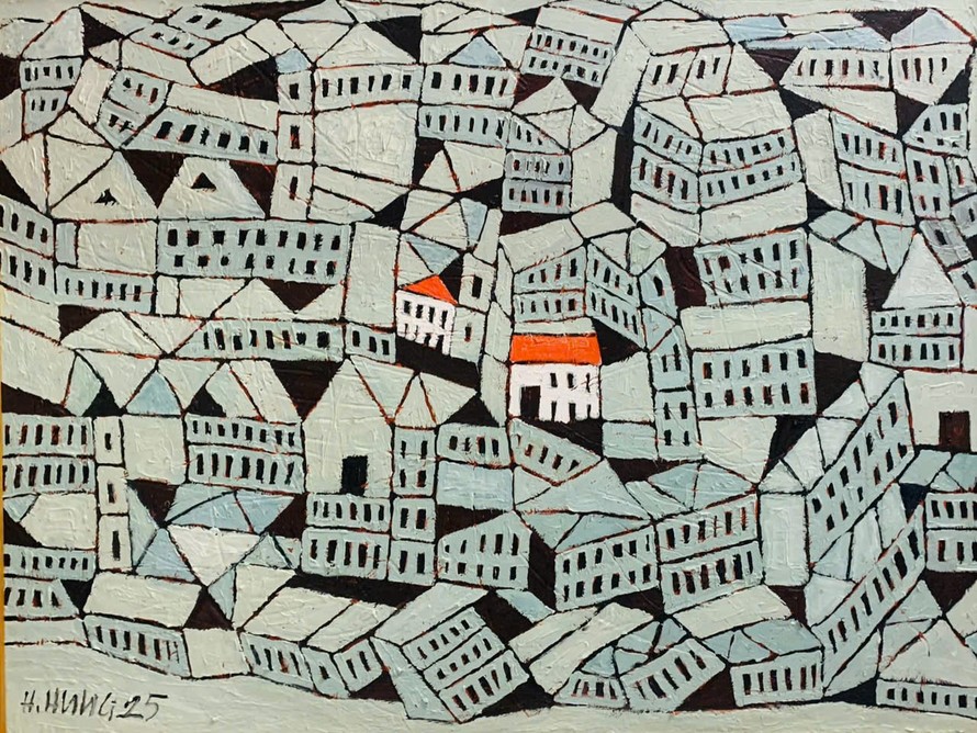 Một tác phẩm trong triển lãm Hòa âm phố của họa sĩ Hà Hùng