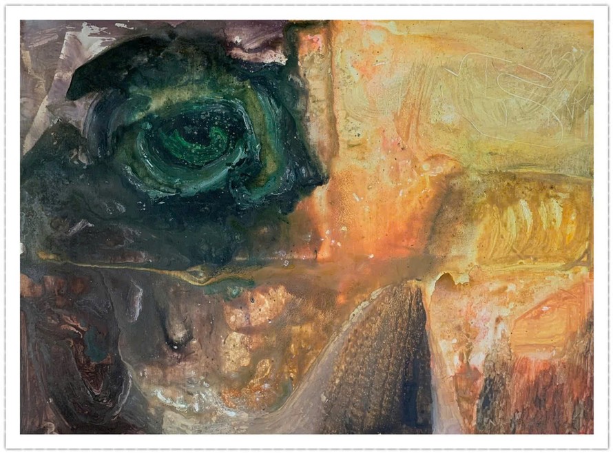 Tác phẩm "Người và chân lý" trong triển lãm 'Miền thiêng xanh" của Huỳnh Lê Nhật Tấn