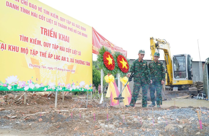 Khu vực được xác định có hài cốt liệt sĩ tại ấp Lạc An 3, xã Thường Tân, TPHCM
