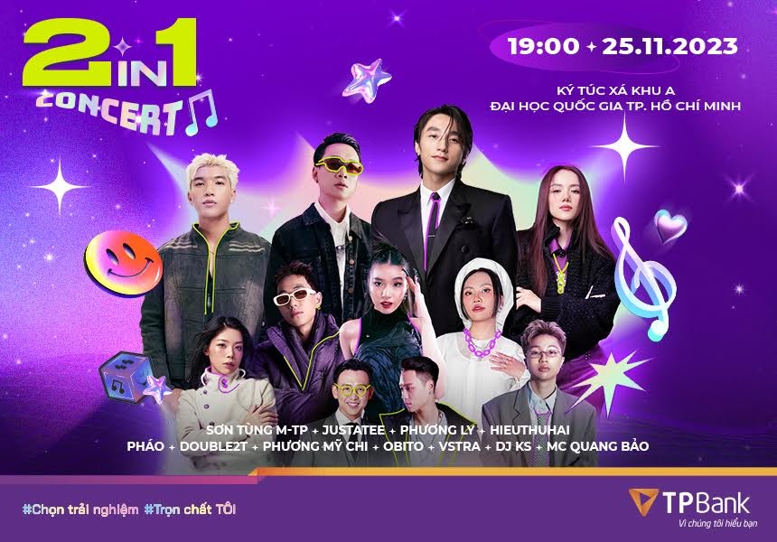 TPBank 2in1 Concert – Nhạc hội Trọn trải nghiệm có sự tham gia của Sơn Tùng M-TP, Justatee, Phương Ly, HIEUTHUHAI, DOUBLE2T…