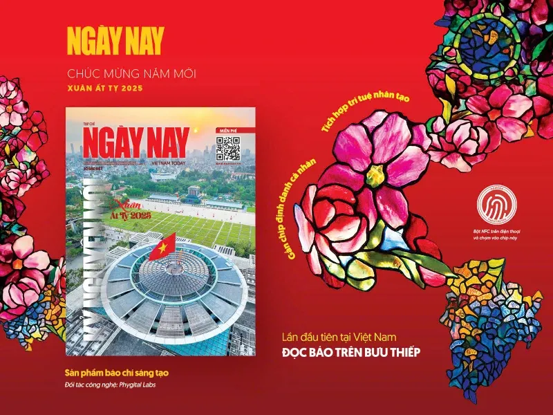 Đọc báo tết Ngày Nay trên bưu thiếp định danh