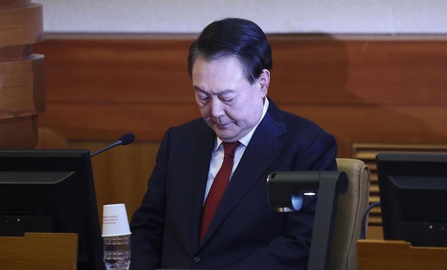 Tổng thống Hàn Quốc Yoon Suk Yeol tại Tòa án Hiến pháp ở Seoul ngày 23/1/2025.