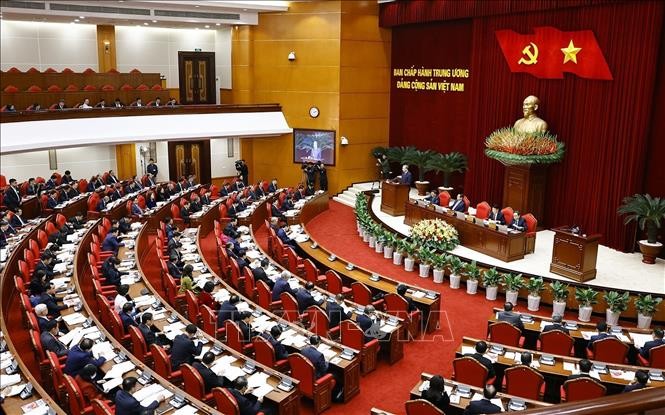 Phiên khai mạc Hội nghị Ban Chấp hành Trung ương Đảng khóa XIII. Ảnh: Doãn Tấn/TTXVN.