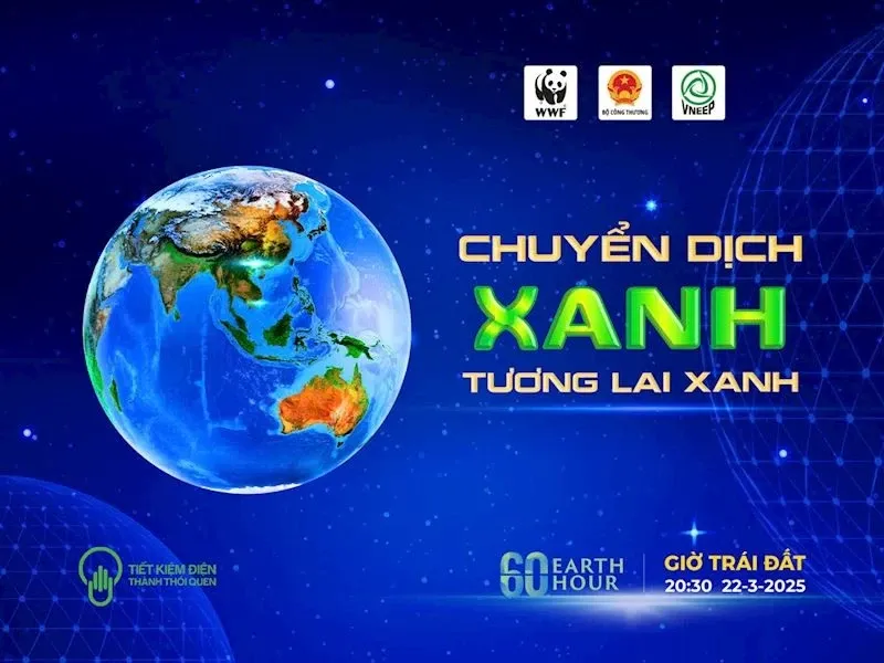 Chiến dịch Giờ Trái Đất 2025 lan tỏa thông điệp “Chuyển dịch xanh - Tương lai xanh.” Ảnh: evnhanoi