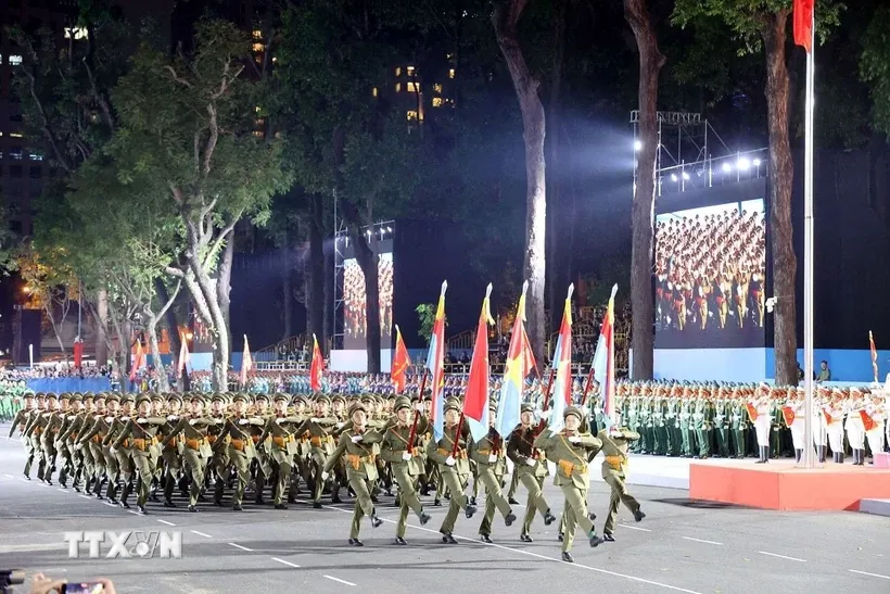 Lực lượng 5 cánh quân tham gia Tổng hợp luyện diễu binh, diễu hành. Ảnh: Anh Tuấn/TTXVN.