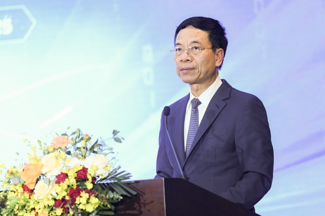 Bộ trưởng Khoa học và Công nghệ Nguyễn Mạnh Hùng phát biểu tại sự kiện. Ảnh: Vietnam+