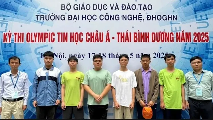 6 học sinh Việt Nam tham gia xét giải Olympic Tin học châu Á Thái Bình Dương 2025. Ảnh: MOET.