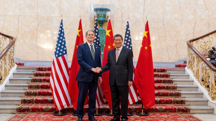 Phái đoàn Mỹ và Trung Quốc tại vòng đàm phán thương mại ở London, Anh ngày 9/6/2025.