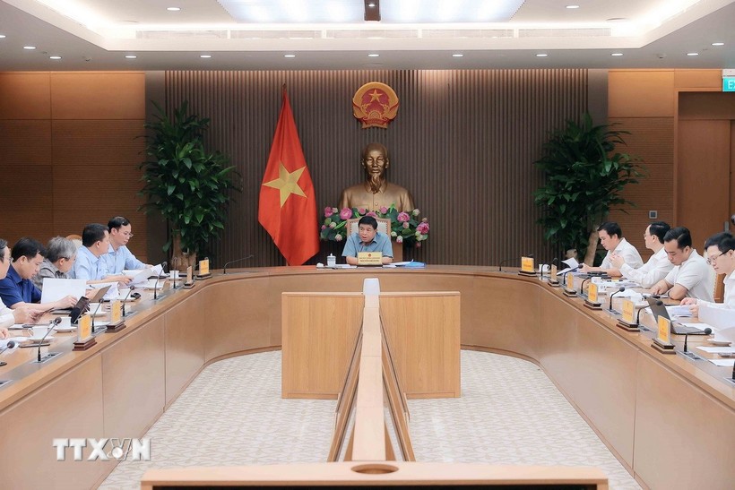 Quang cảnh cuộc họp về rà soát các nhiệm vụ của Bộ Khoa học và Công nghệ, triển khai Nghị quyết 57. Ảnh: An Đăng/TTXVN.