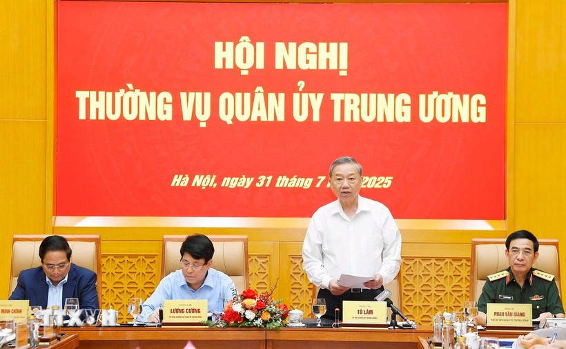 Tổng Bí thư Tô Lâm chủ trì hội nghị. Ảnh: TTXVN.