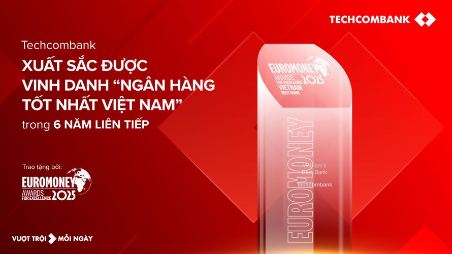 Techcombank lần thứ 6 liên tiếp được Euromoney vinh danh “Ngân hàng tốt nhất Việt Nam”