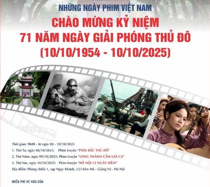 Chiếu miễn phí 3 bộ phim về Hà Nội nhân kỷ niệm Ngày Giải phóng Thủ đô