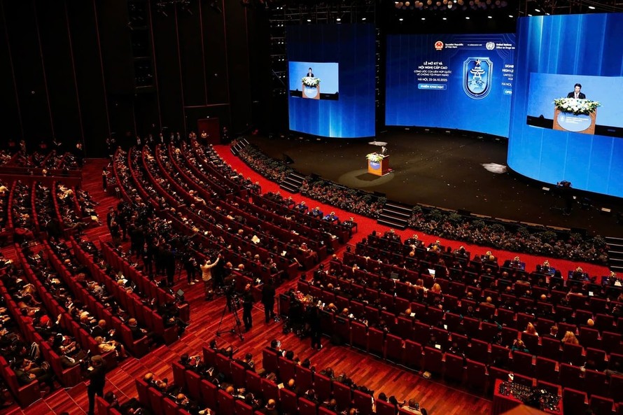 Toàn cảnh khai mạc Lễ mở ký và Hội nghị cấp cao Công ước của Liên hợp quốc về chống tội phạm mạng.