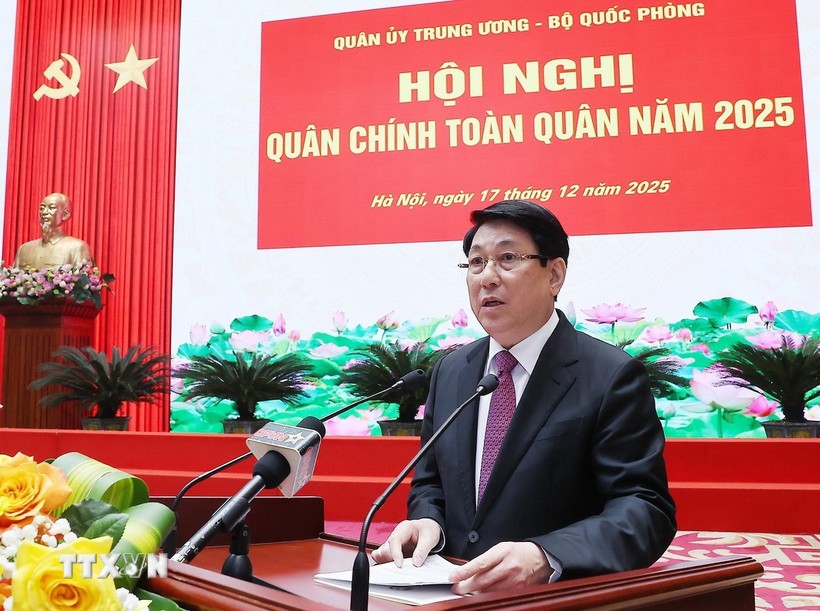 Chủ tịch nước Lương Cường phát biểu chỉ đạo. Ảnh: Lâm Khánh/TTXVN.