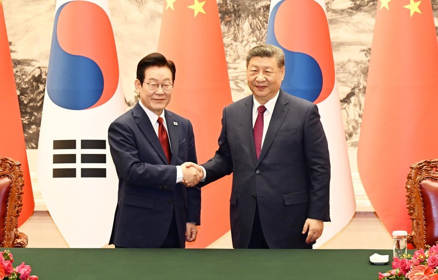 Chủ tịch Trung Quốc Tập Cận Bình và Tổng thống Hàn Quốc Lee Jae Myung tại Bắc Kinh, tháng 1/2026.