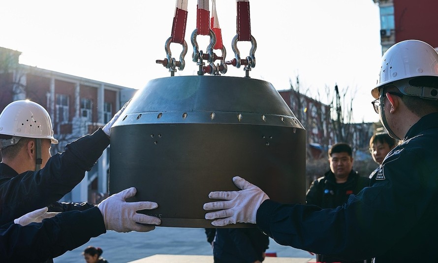 Khoang chở hàng của tàu Lihong-1 Y1 được thu hồi sau khi hạ cánh. Ảnh: Viện Cơ học - Viện Hàn lâm Khoa học Trung Quốc.