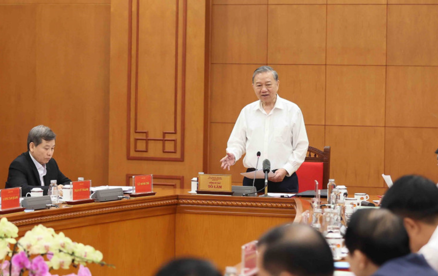 Tổng Bí thư Tô Lâm, Trưởng Ban Chỉ đạo Trung ương về phòng, chống tham nhũng, lãng phí, tiêu cực phát biểu.