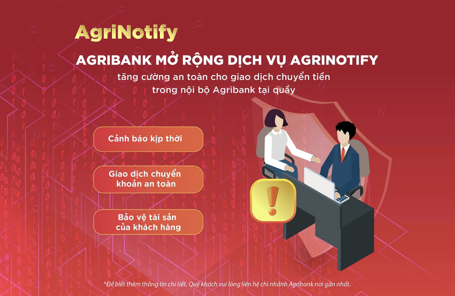 Agribank nâng cao cảnh báo tài khoản người nhận có dấu hiệu nghi ngờ gian lận, lừa đảo tại quầy giao dịch