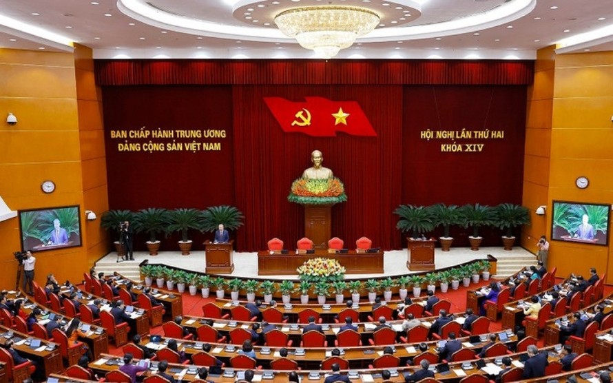 Toàn cảnh phiên bế mạc Hội nghị lần thứ hai Ban Chấp hành Trung ương Đảng khóa XIV.