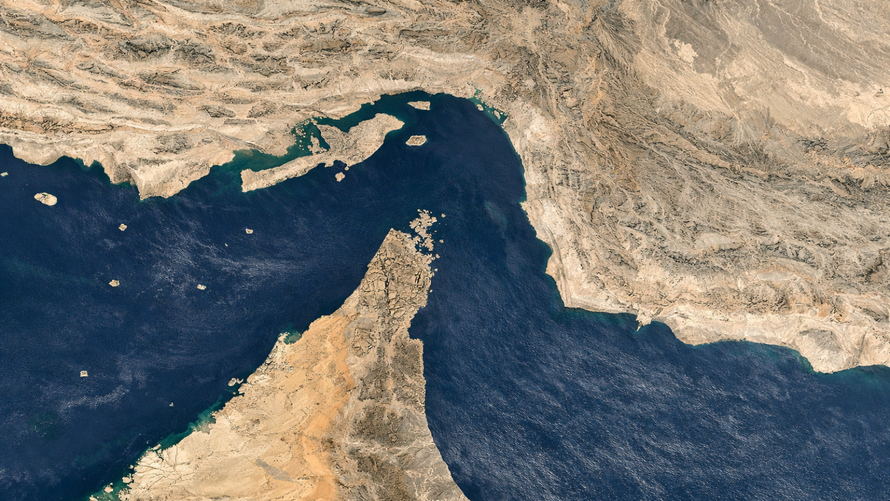 Hình ảnh eo biển Hormuz được quan sát từ vệ tinh.