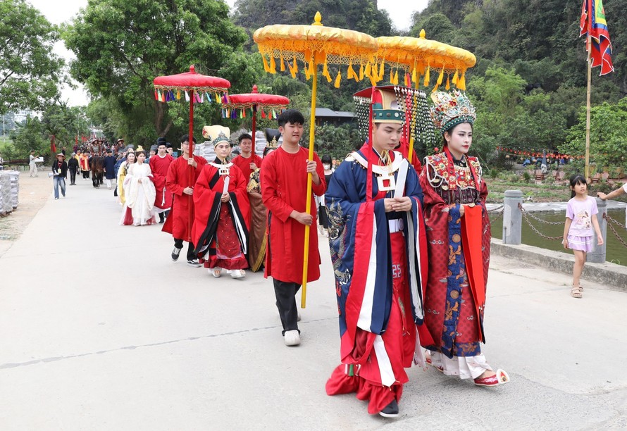 Chương trình Đông A Khải Hoàn tái hiện một phần nền văn hóa của thời Trần. Ảnh: Đức Phương/TTXVN.